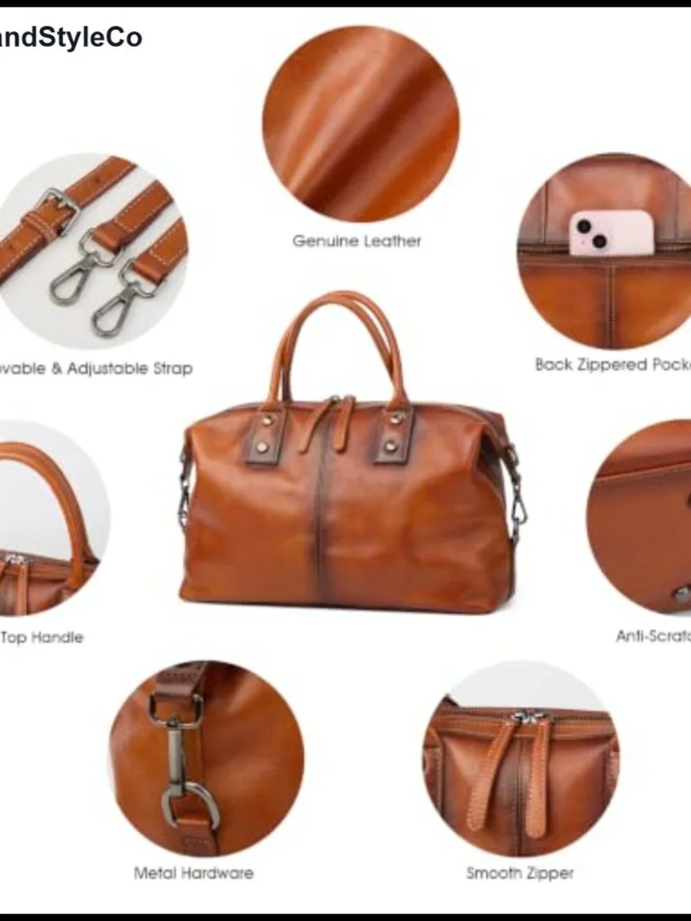 Genuine Leather Satchel Tote Bag Top Handle Handbag Designer Shoulder Bag
